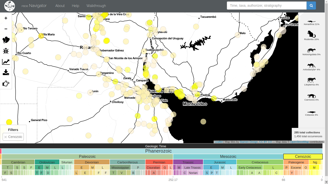 Vista de PaleoBioDB - Base de datos